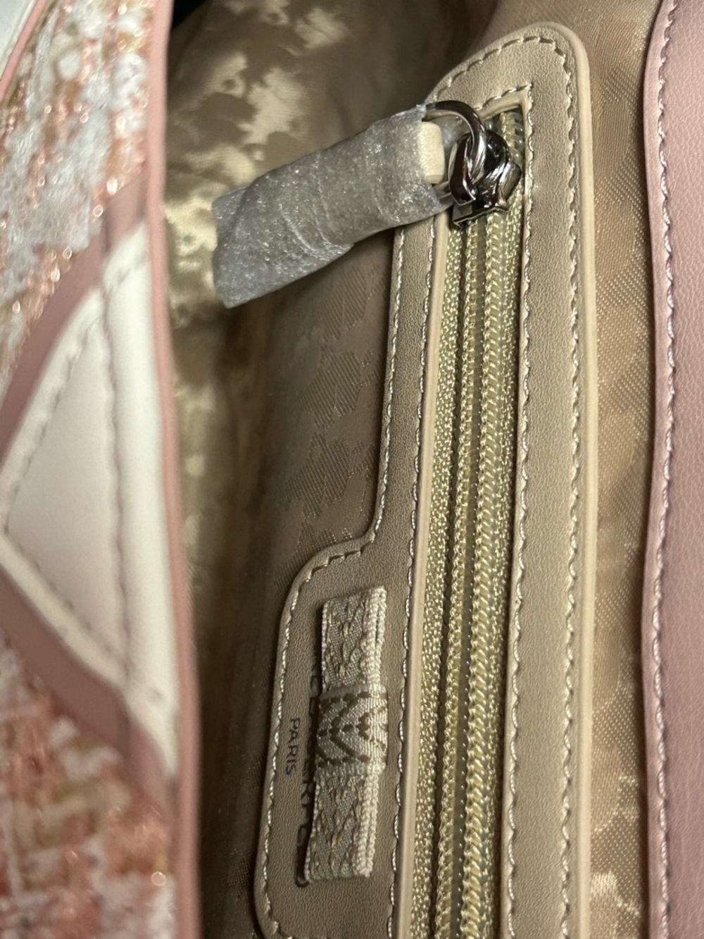 Karl Lagerfeld Blush Pink and White Tweed Chain Shoulder Bag - Picture 12 of 16